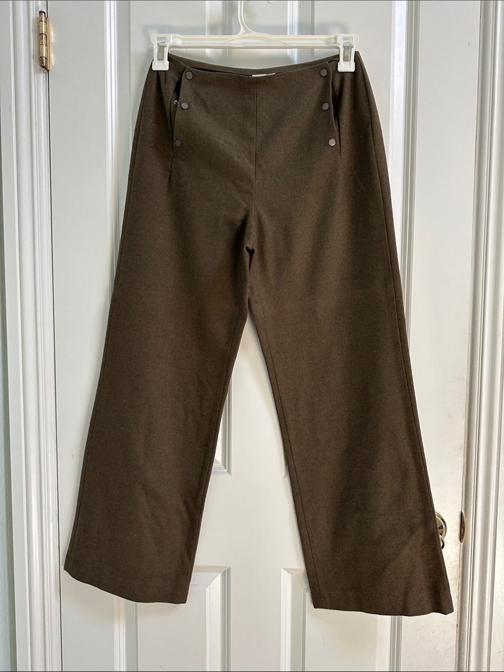 Anne Klein Olive Green Wide-Leg Sailor Pants